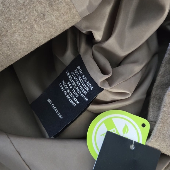 London Fog - Taupe Double Breasted Peacoat With Scarf #1092 - Picture 6 of 7